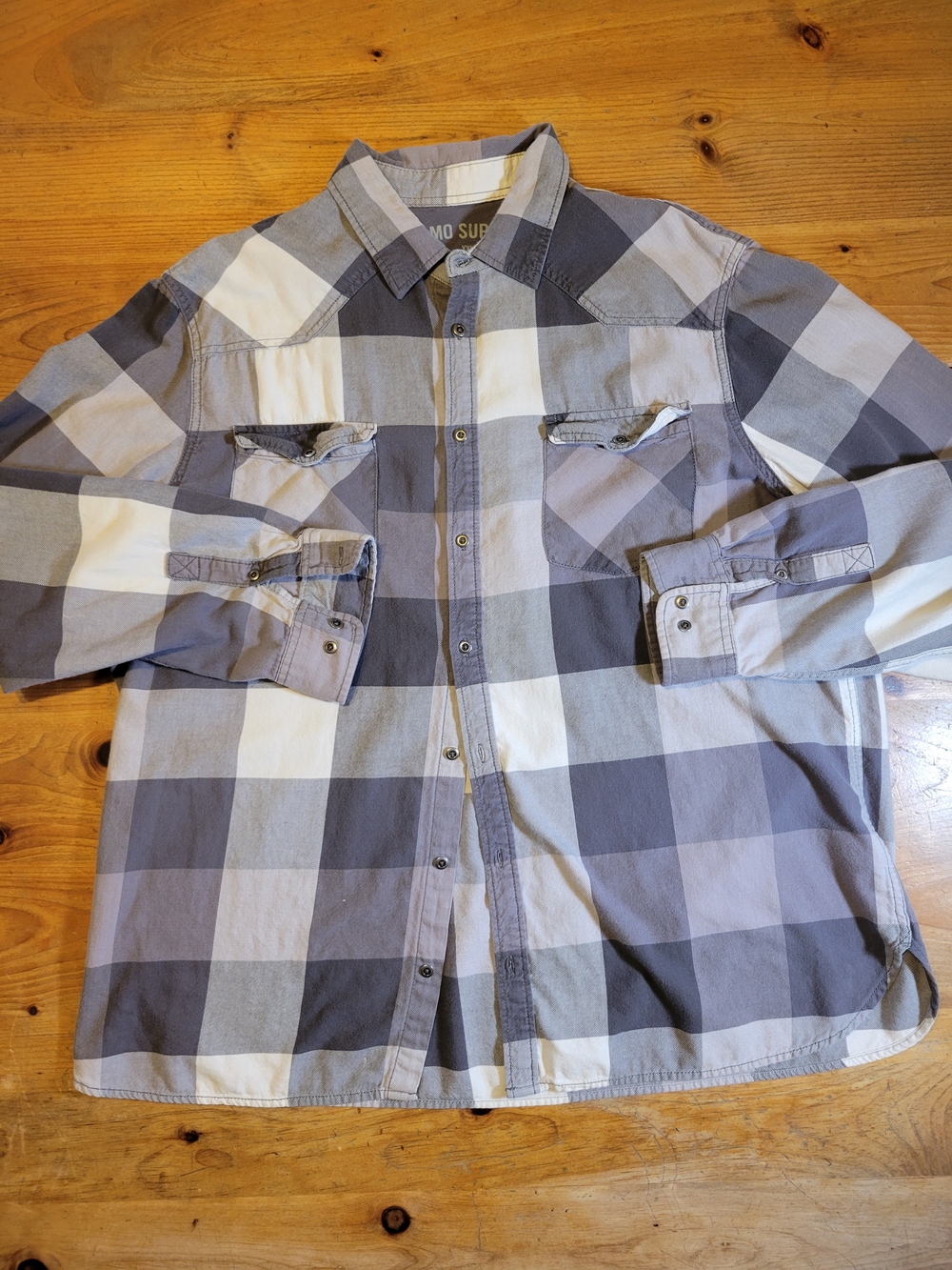2X Mossimo Supply Co. Men’s White and Gray Plaid Button-Down Shirt